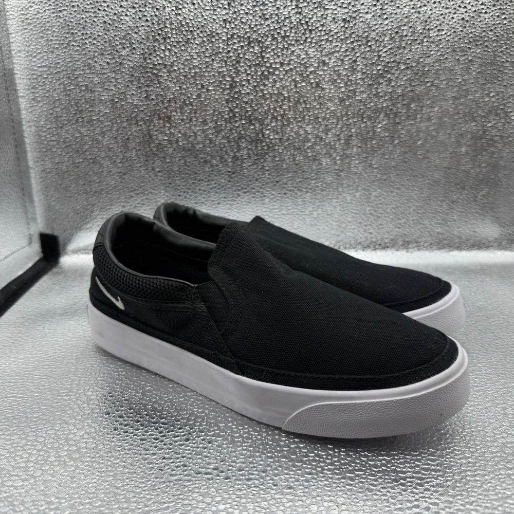 Size 6 Nike Court Legacy Slip On Womens Black Excellent Canvas CW6540-002